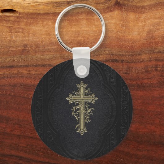  Elegant  Victoriaans Golden Cross Sleutelhanger (Voorkant)