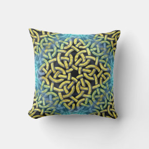 Elegant Victoriaans Golden Trim Aqua Achtergrond Kussen
