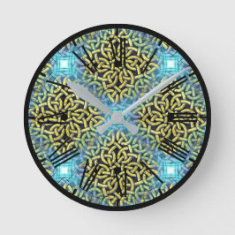 Elegant Victoriaans Golden Trim Aqua Achtergrond Ronde Klok