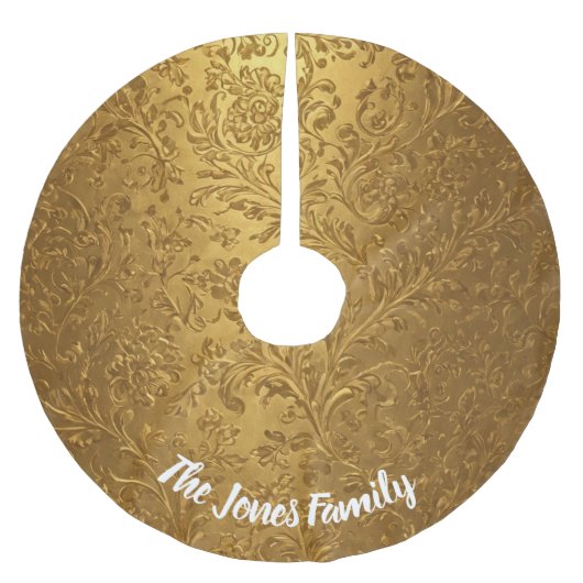 Elegant Victoriaans Gouden Bloemen Kerstaccent Kerstboom Rok (Voorkant)