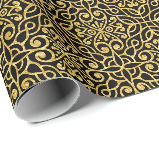 Elegant Victoriaans gouden bloemsierbloem Cadeaupapier (Rol Hoek)