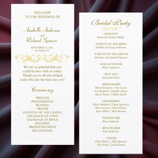 Elegant Victoriaans Huwelijksprogramma