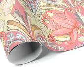 Elegant  Victoriaans Koraal Bloempatroon Cadeaupapier (Rol Hoek)