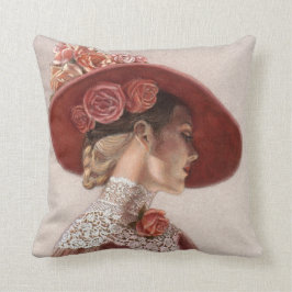 Elegant Victoriaans Lady Art Floral Rozen Pet Pill Kussen