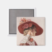 Elegant Victoriaans Lady Fine Art Roos Pet Magneet (Voorkant / Achterkant)