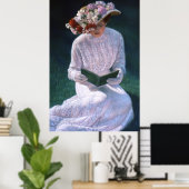 Elegant Victoriaans Lady, lezen, decor art poster (Thuiskantoor)