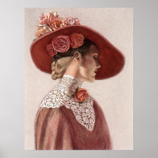 Elegant Victoriaans Lady, Roos Pet Decor Art Poste Poster (Voorkant)