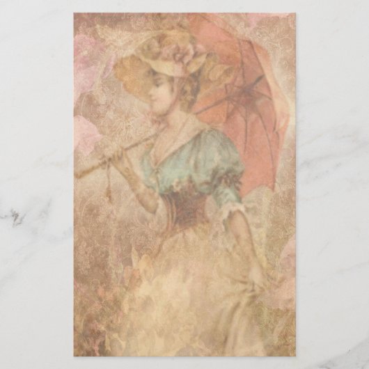 Elegant Victoriaans Lady Umbrella Stationery Briefpapier (Voorkant)