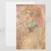 Elegant Victoriaans Lady Umbrella Stationery Briefpapier (Voorkant / Achterkant)