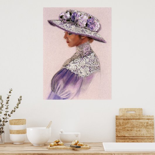 Elegant Victoriaans Lavender Lady decor art poster (Keuken)