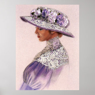 Elegant Victoriaans Lavender Lady decor art poster