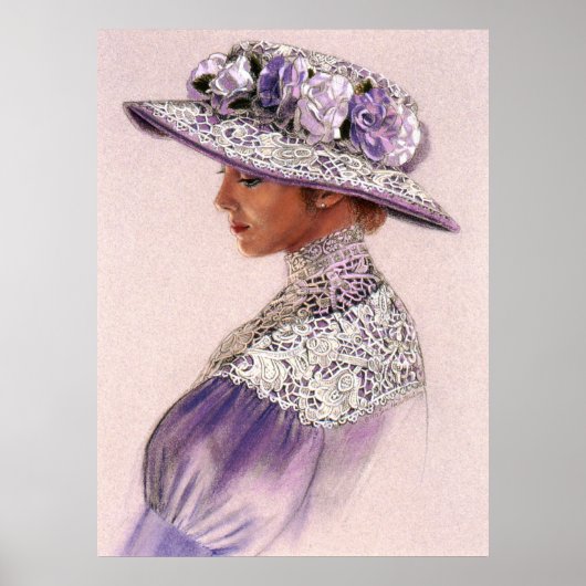 Elegant Victoriaans Lavender Lady decor art poster (Voorkant)