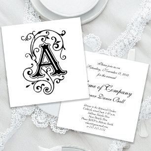 Elegant Victoriaans Letter A Monogram Kaart