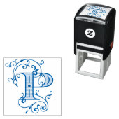 Elegant Victoriaans Letter P Monogram Initiaal Zelfinktende Stempel (In situ)