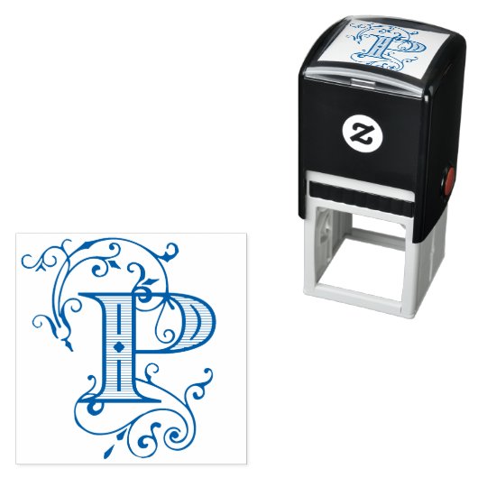 Elegant Victoriaans Letter P Monogram Initiaal Zelfinktende Stempel (In situ)