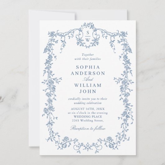 Elegant Victoriaans Lijst Bruiloft QR-code Kaart (Voorkant)