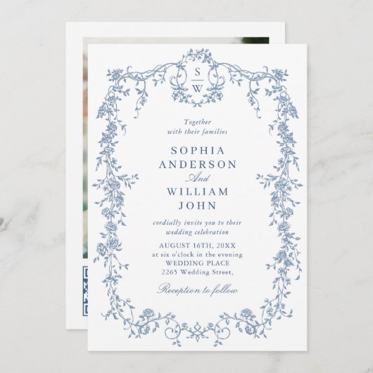 Elegant Victoriaans  Lijst Bruiloft QR-code Kaart (Voorkant / Achterkant)