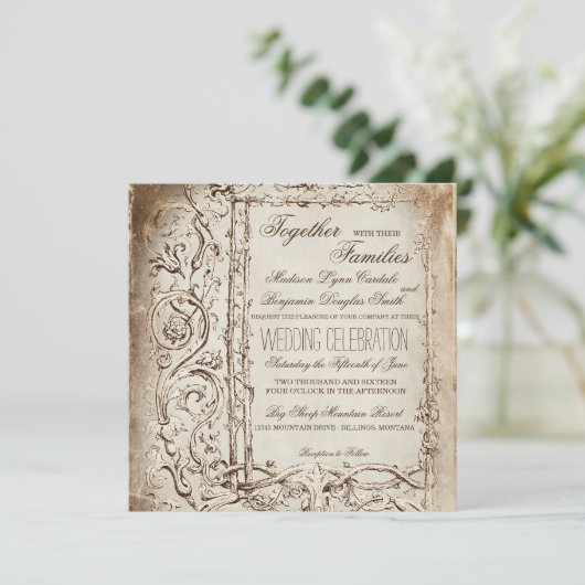 Elegant Victoriaans Lijst Rustic Wedding Invitatio Kaart (Staand voorkant)