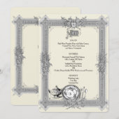 Elegant, Victoriaans Lijst, Vintage bruiloft Menu (Voorkant / Achterkant)