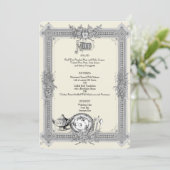 Elegant, Victoriaans Lijst, Vintage bruiloft Menu (Staand voorkant)
