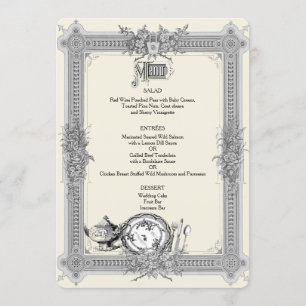Elegant, Victoriaans Lijst, Vintage bruiloft Menu