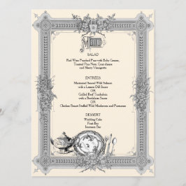 Elegant, Victoriaans Lijst, Vintage bruiloft Menu