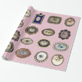 Elegant Victoriaans Lover's Eye giftwrap in roze Cadeaupapier (Uitgerold)