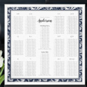 Elegant Victoriaans marineblauw damast zitschema Poster