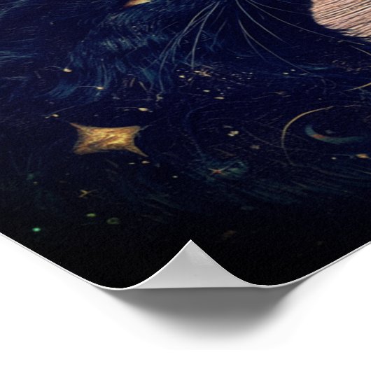 Elegant Victoriaans meisje en zwarte kat in Parijs Poster (Hoek)