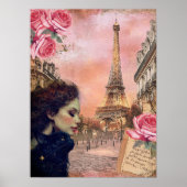 Elegant Victoriaans meisje en zwarte kat in Parijs Poster (Voorkant)