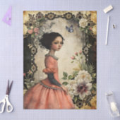 Elegant Victoriaans meisje in een bloementuin Tissuepapier (Craft)