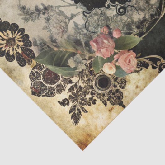 Elegant Victoriaans meisje in een bloementuin Tissuepapier (Detail)