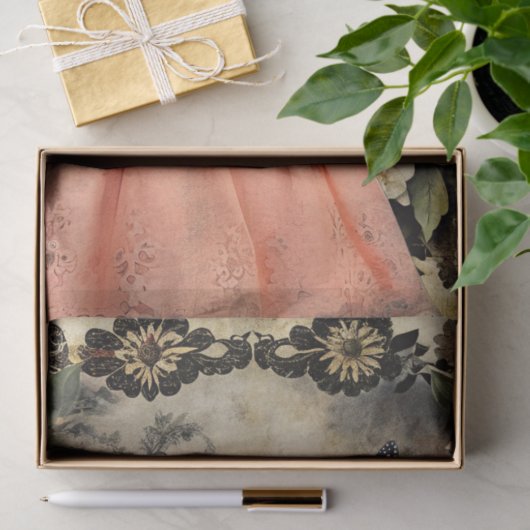 Elegant Victoriaans meisje in een bloementuin Tissuepapier (Geschenk)