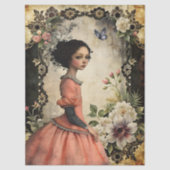 Elegant Victoriaans meisje in een bloementuin Tissuepapier (Voorkant)