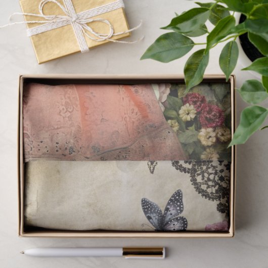 Elegant Victoriaans meisje in een bloementuin Tissuepapier (Geschenk)