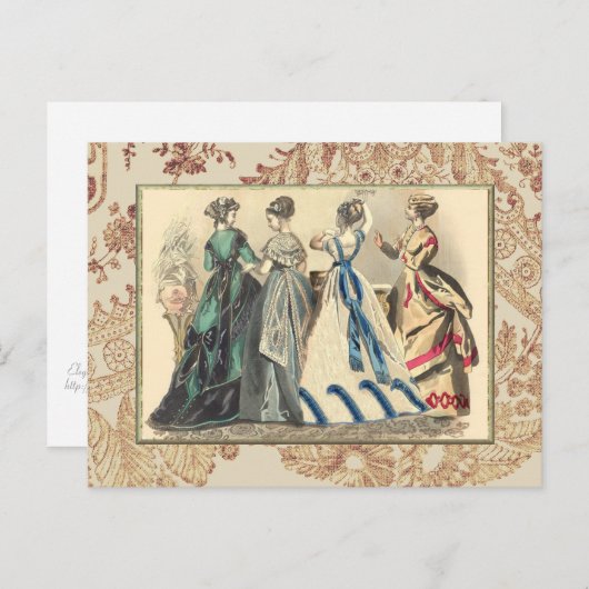 Elegant Victoriaans Modes Briefkaart (Voorkant / Achterkant)