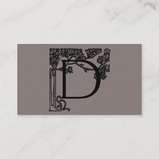 Elegant  Victoriaans monogram letter D, boom Visitekaartje (Achterkant)