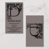 Elegant  Victoriaans monogram letter D, boom Visitekaartje (Voorkant / Achterkant)