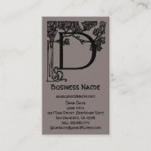 Elegant  Victoriaans monogram letter D, boom Visitekaartje (Voorkant)