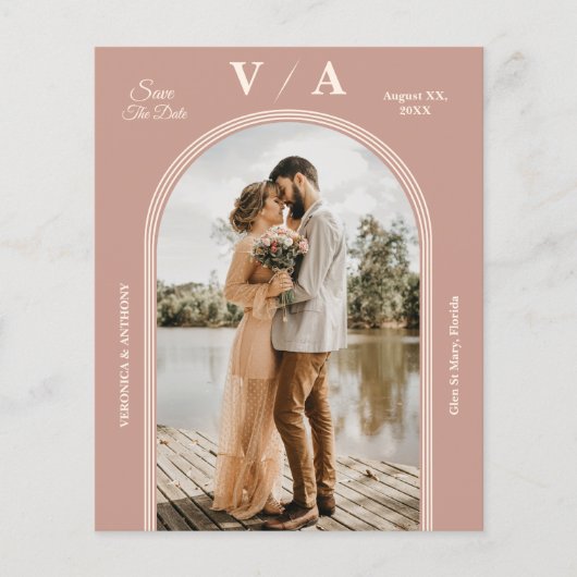 Elegant Victoriaans mosterd roze bruiloft bespaart Flyer (Voorkant)