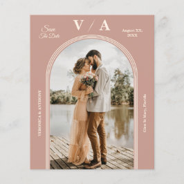 Elegant Victoriaans mosterd roze bruiloft bespaart Flyer