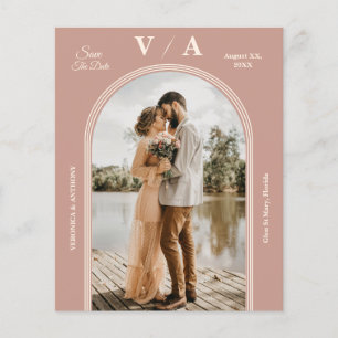 Elegant Victoriaans mosterd roze bruiloft bespaart Flyer