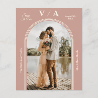 Elegant Victoriaans mosterd roze bruiloft bespaart Flyer