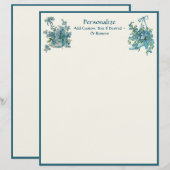 Elegant  Victoriaans Pansies Baby Blue Floral (Voorkant / Achterkant)