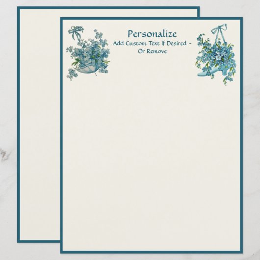 Elegant  Victoriaans Pansies Baby Blue Floral (Voorkant / Achterkant)