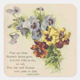 Elegant Victoriaans Pansy Flower Gedicht Sticker
