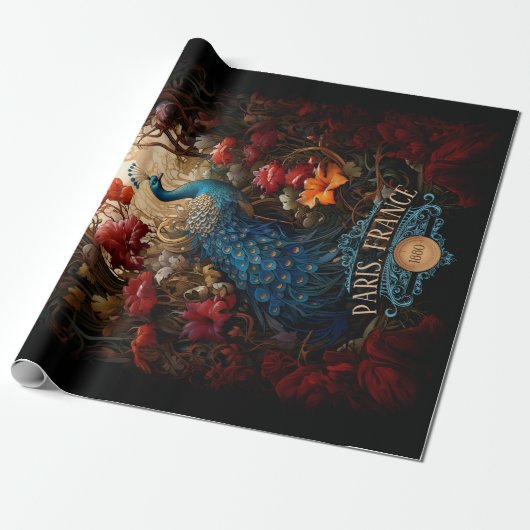 Elegant  Victoriaans Peacock Romantisch Cadeaupapier (Uitgerold)