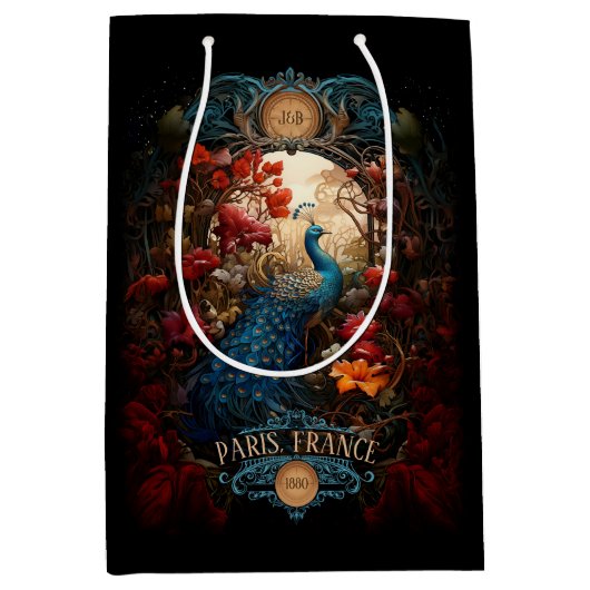 Elegant  Victoriaans Peacock Romantisch Medium Cadeauzakje (Voorkant)