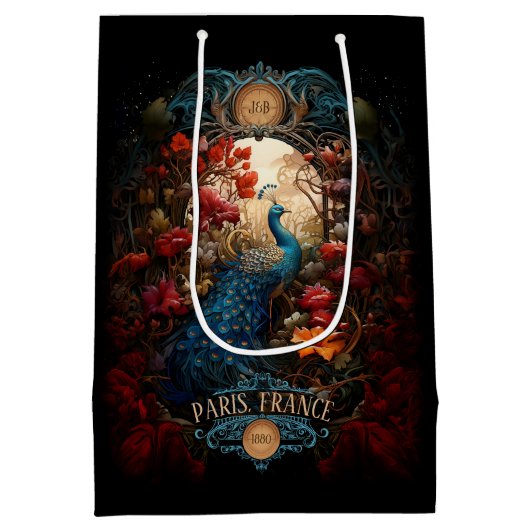Elegant Victoriaans Peacock Romantisch Medium Cadeauzakje (Achterkant)