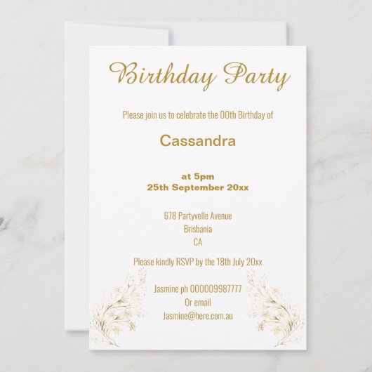 ELEGANT VICTORIAANS PINK GOLD EN WITTE KAART (Voorkant)